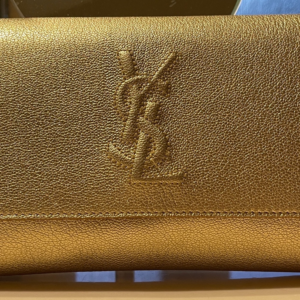 Yves St. Laurent Belle du Jour Clutch Gold Rive Gauche Bag Purse